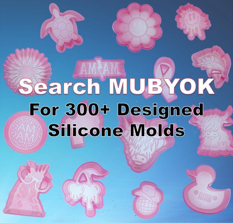 MUBYOK (300 Design Optional) MUBYOK M02 4inch Circles with Holes 4 Cavity Silicone Freshie Mold for Baking Aroma Beads Car Freshie Supplies - Image 3